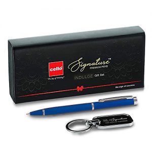 Cello Signature Indulge Gift Set | Pack of 1 Metallic Ball Pen and a Keychain | Ball Pen Provides a Smooth Writing…