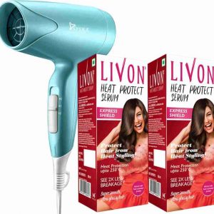 LIVON Heat Protect Serum, For Protection Upto 250C, 2X Less Hair Breakage and Syska Hair Dryer (200 ml)